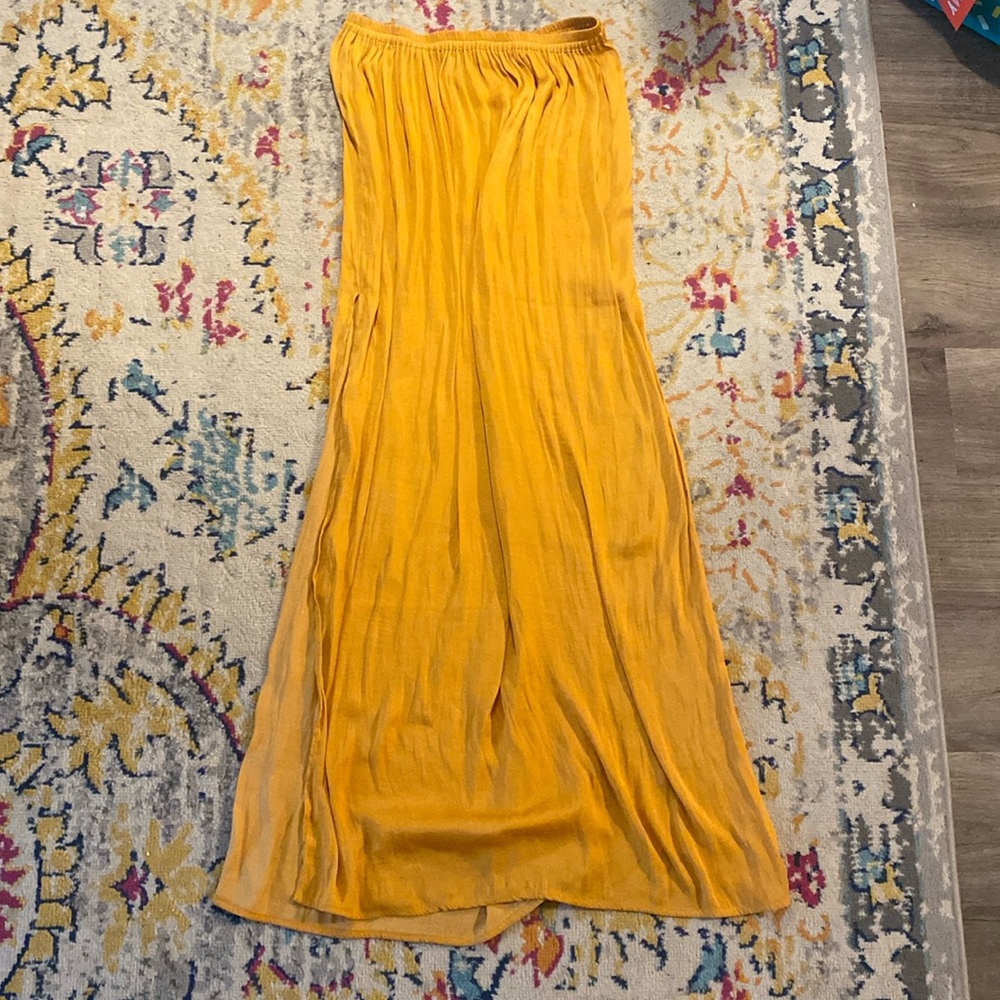 Forever 21 yellow maxi skirt with dual leg slits